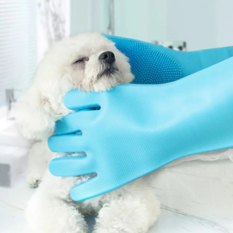Bathroom Dog Cats Bath Brush Massage Gloves Soft Rubber Comb Pet Accessories For Cats Shower Cleaning Tools Suppliers